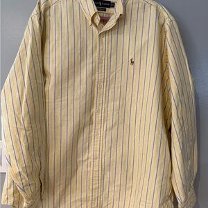 Ralph Lauren Classic Fit striped cotton oxford shirt in yellow and blue